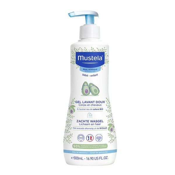 MUSTELA GEL LAVANT DOUX AVOCAT CORPS ET CHEVEUX 500 ML – Image 1