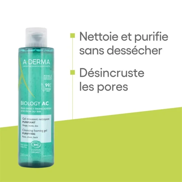 A-DERMA BIOLOGY AC GEL MOUSSANT PURIFIANT 200mL – Image 2