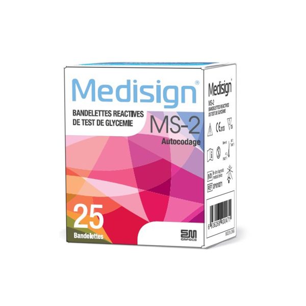 MEDISIGN MS-2 BANDELETTES POUR GLUCOMÈTRE MM1100