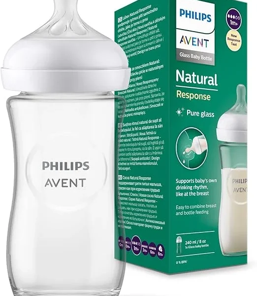AVENT BIBERON NATURAL EN VERRE RESPONSE 1M+ 240ML REF SCY933/01 – Image 1