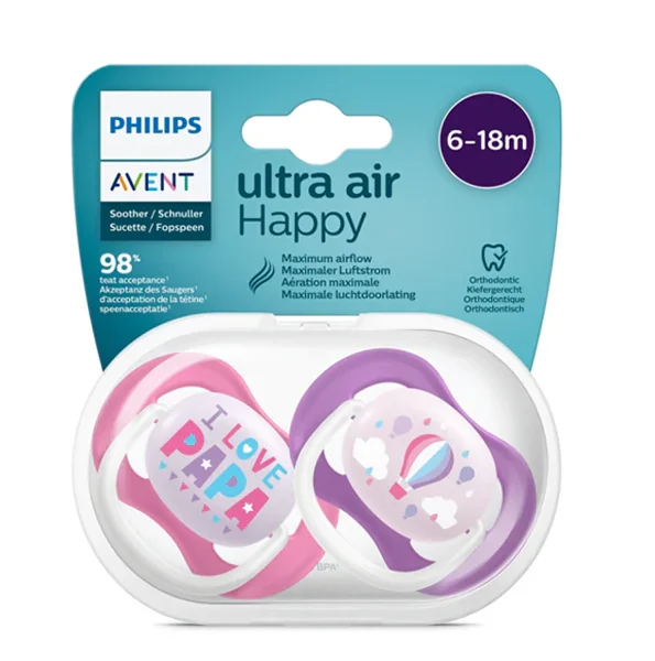AVENT SUCETTE ULTRA AIR HAPPY GIRL 6-18MOIS REF SCF080/04 – Image 2