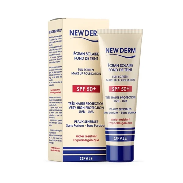 NEW DERM ECRAN SOLAIRE FOND DE TEINT SPF50+ 50ML OPALE – Image 1
