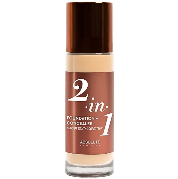 ABSOLUTE NEW YORK 2in1 Foundation & Concealer Cool Porcelain 35ML REF MFFC01 – Image 1