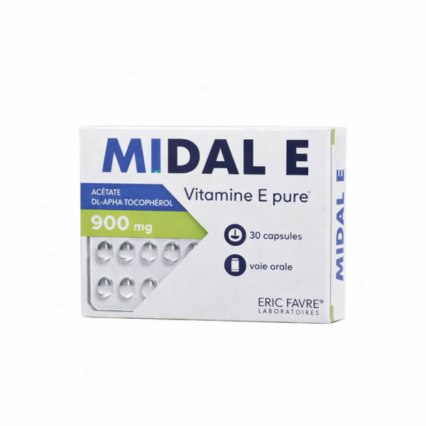 Midal E Vitamine E Pure B30 capsules complément alimentaire