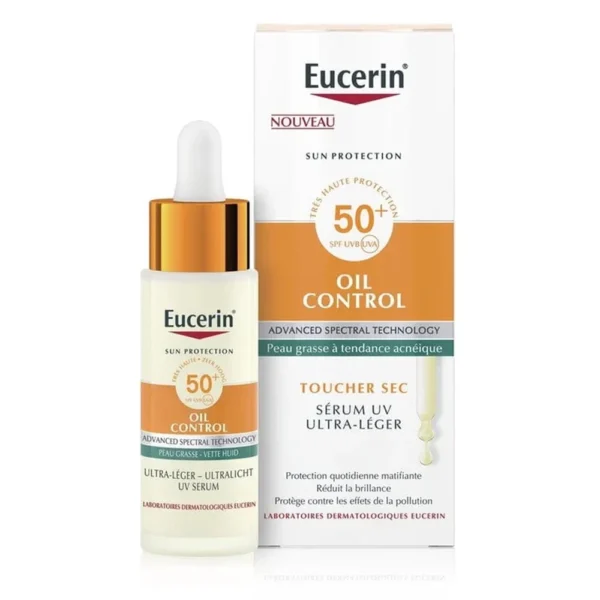 EUCERIN SUN PROTECTION OIL CONTROL SPF50+ UV SERUM PEAU GRASSE ULTRA LEGER 30ML – Image 2